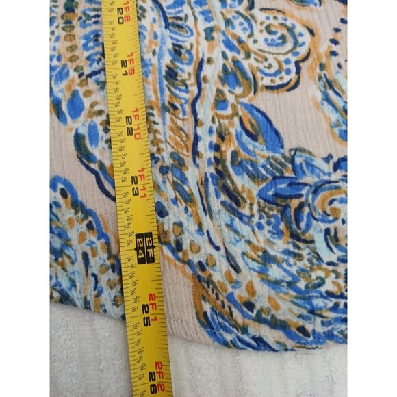 Democracy Womens Blouse Flared Sleeve Blue Paisley  Bohemian Top 1X  Peasant - Picture 12 of 16